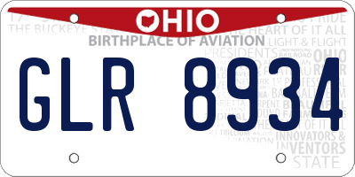 OH license plate GLR8934