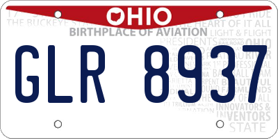 OH license plate GLR8937