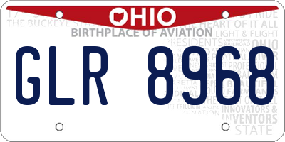OH license plate GLR8968