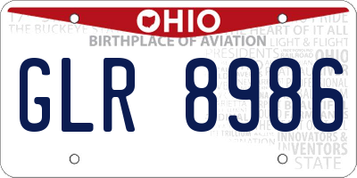 OH license plate GLR8986
