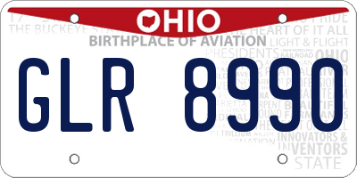 OH license plate GLR8990