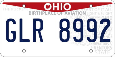 OH license plate GLR8992