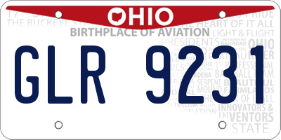 OH license plate GLR9231