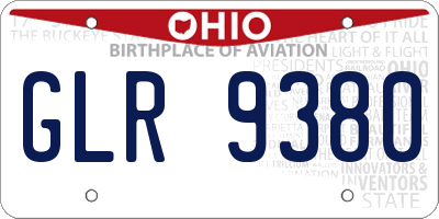 OH license plate GLR9380