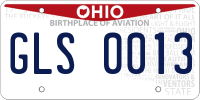 OH license plate GLS0013