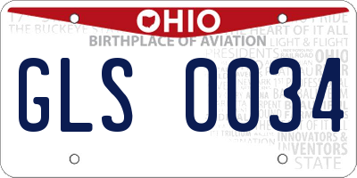 OH license plate GLS0034