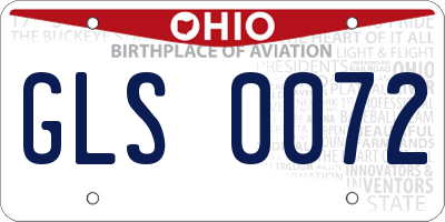 OH license plate GLS0072
