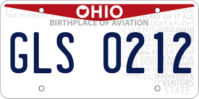 OH license plate GLS0212