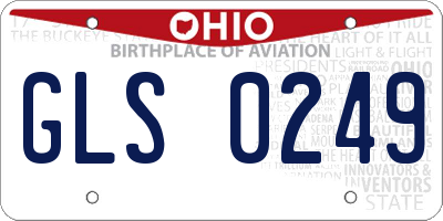 OH license plate GLS0249