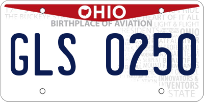 OH license plate GLS0250