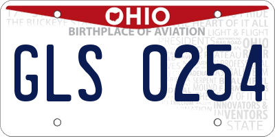 OH license plate GLS0254