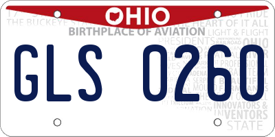 OH license plate GLS0260