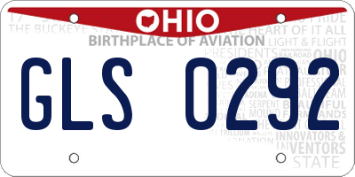 OH license plate GLS0292