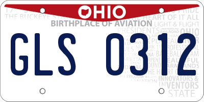 OH license plate GLS0312