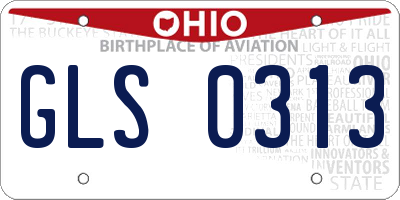 OH license plate GLS0313