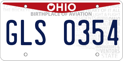 OH license plate GLS0354