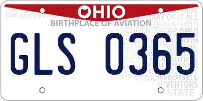 OH license plate GLS0365
