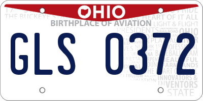 OH license plate GLS0372