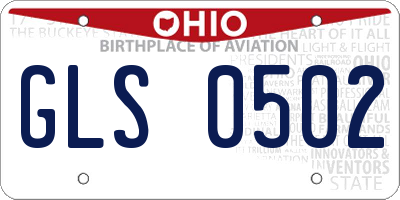 OH license plate GLS0502