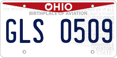 OH license plate GLS0509