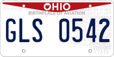 OH license plate GLS0542