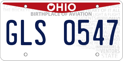 OH license plate GLS0547