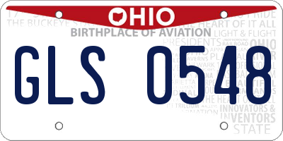 OH license plate GLS0548