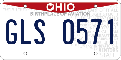 OH license plate GLS0571