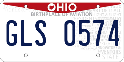 OH license plate GLS0574