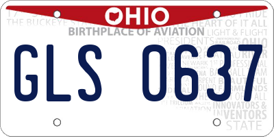 OH license plate GLS0637