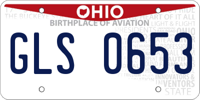 OH license plate GLS0653
