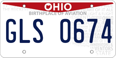 OH license plate GLS0674
