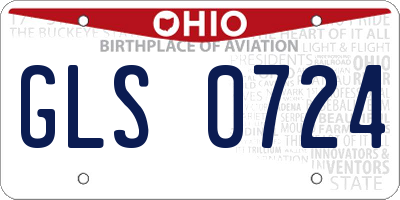 OH license plate GLS0724