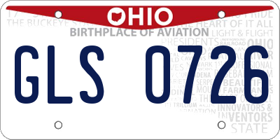 OH license plate GLS0726