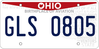 OH license plate GLS0805