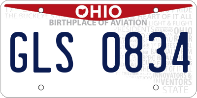 OH license plate GLS0834