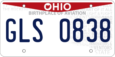 OH license plate GLS0838