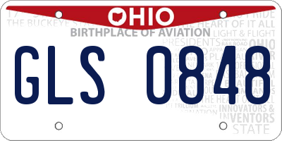 OH license plate GLS0848
