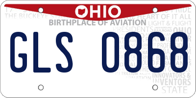 OH license plate GLS0868