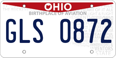 OH license plate GLS0872