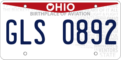OH license plate GLS0892