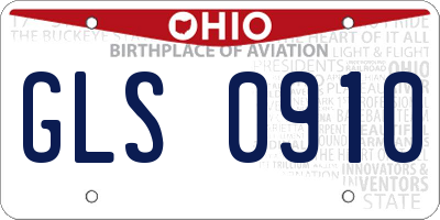 OH license plate GLS0910