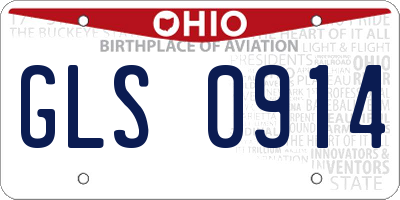 OH license plate GLS0914