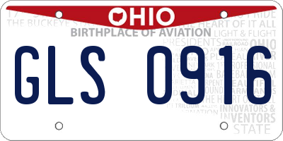 OH license plate GLS0916