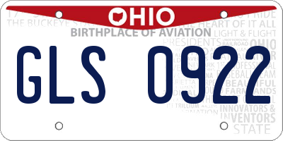 OH license plate GLS0922