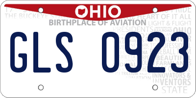 OH license plate GLS0923