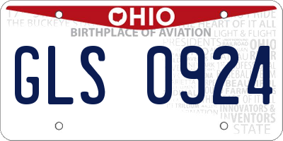OH license plate GLS0924