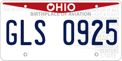 OH license plate GLS0925
