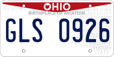 OH license plate GLS0926