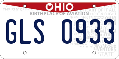 OH license plate GLS0933